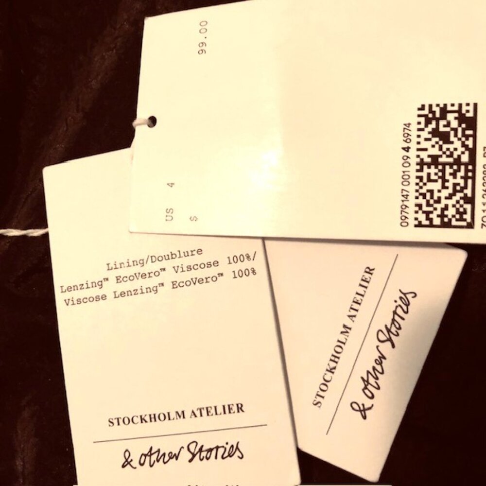 STOCKHOLM ATELIER & OTHER STORIES Black Mini Dress Balloon Sleeve NEW W TAG Sz 4 - Picture 5 of 6